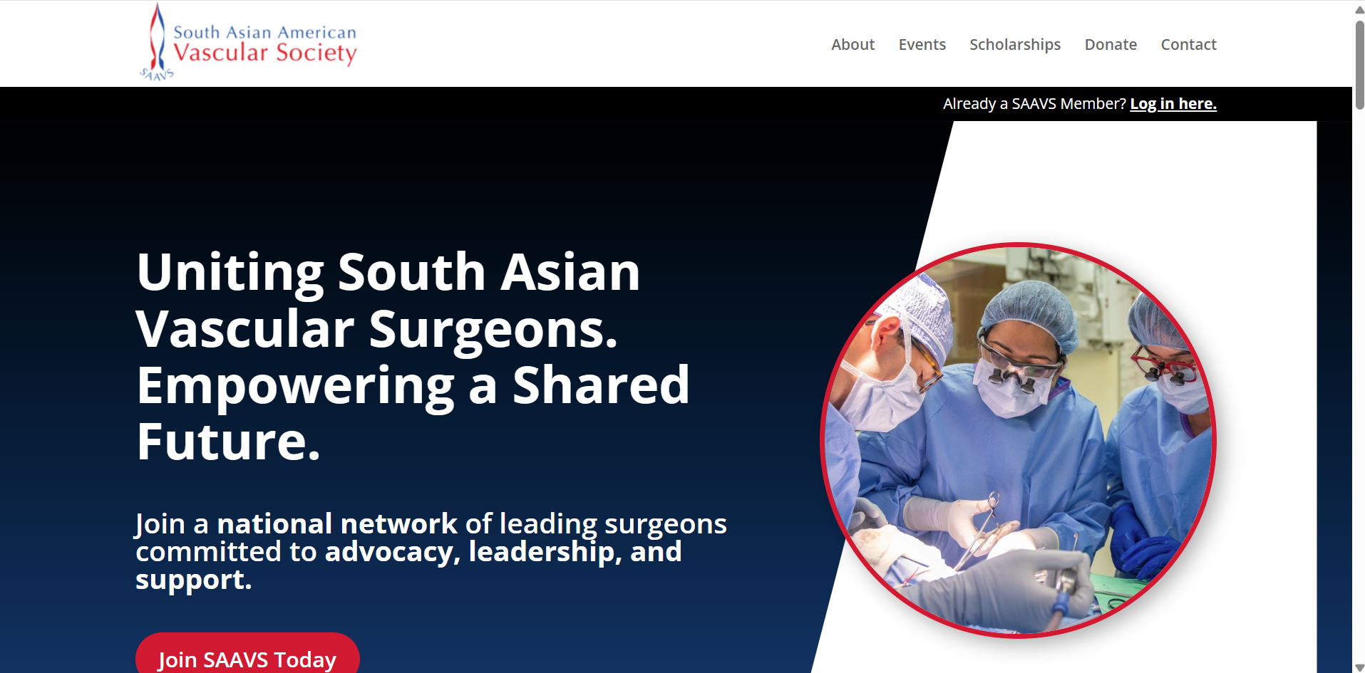 SAAVS website screenshot