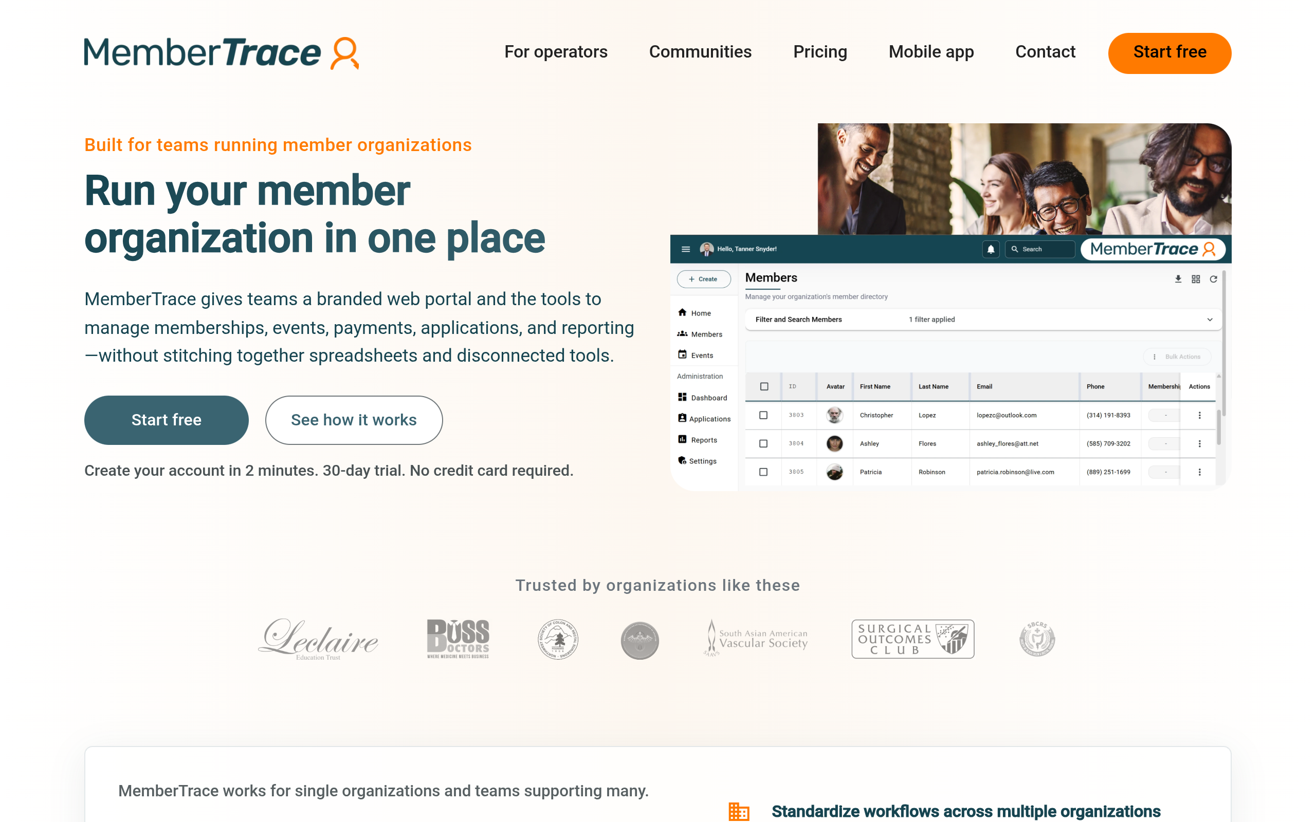 MemberTrace platform screenshot